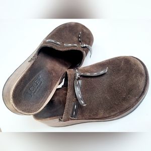 J.Crew Women's Genuine Suede Leather Clog/Mule Shoes Platform Brown US 7